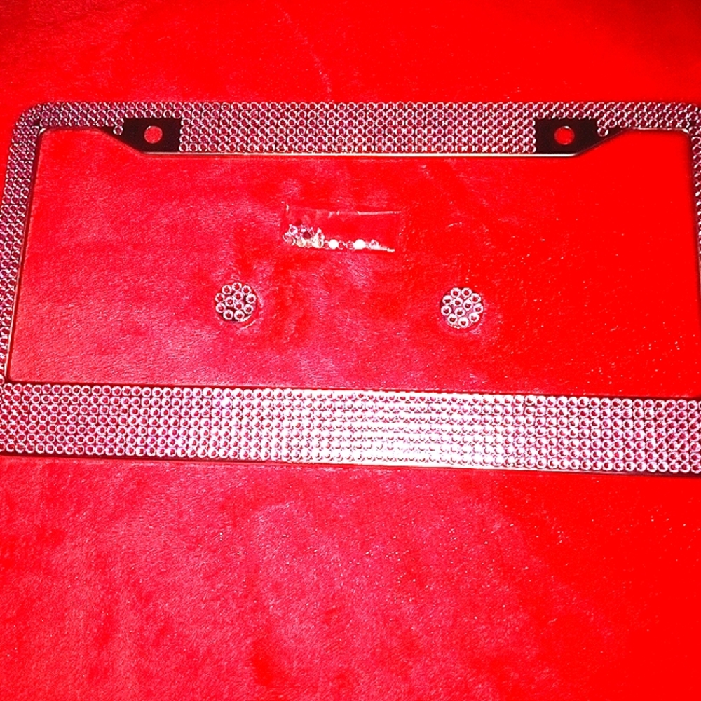Pink rhinestone licence plate cover